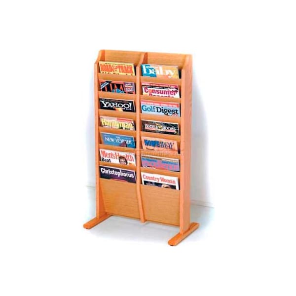 Wooden Mallet Wooden Mallet Cascade Free-Standing 14 Pocket Magazine Rack, Light Oak MR14-FSLO - main